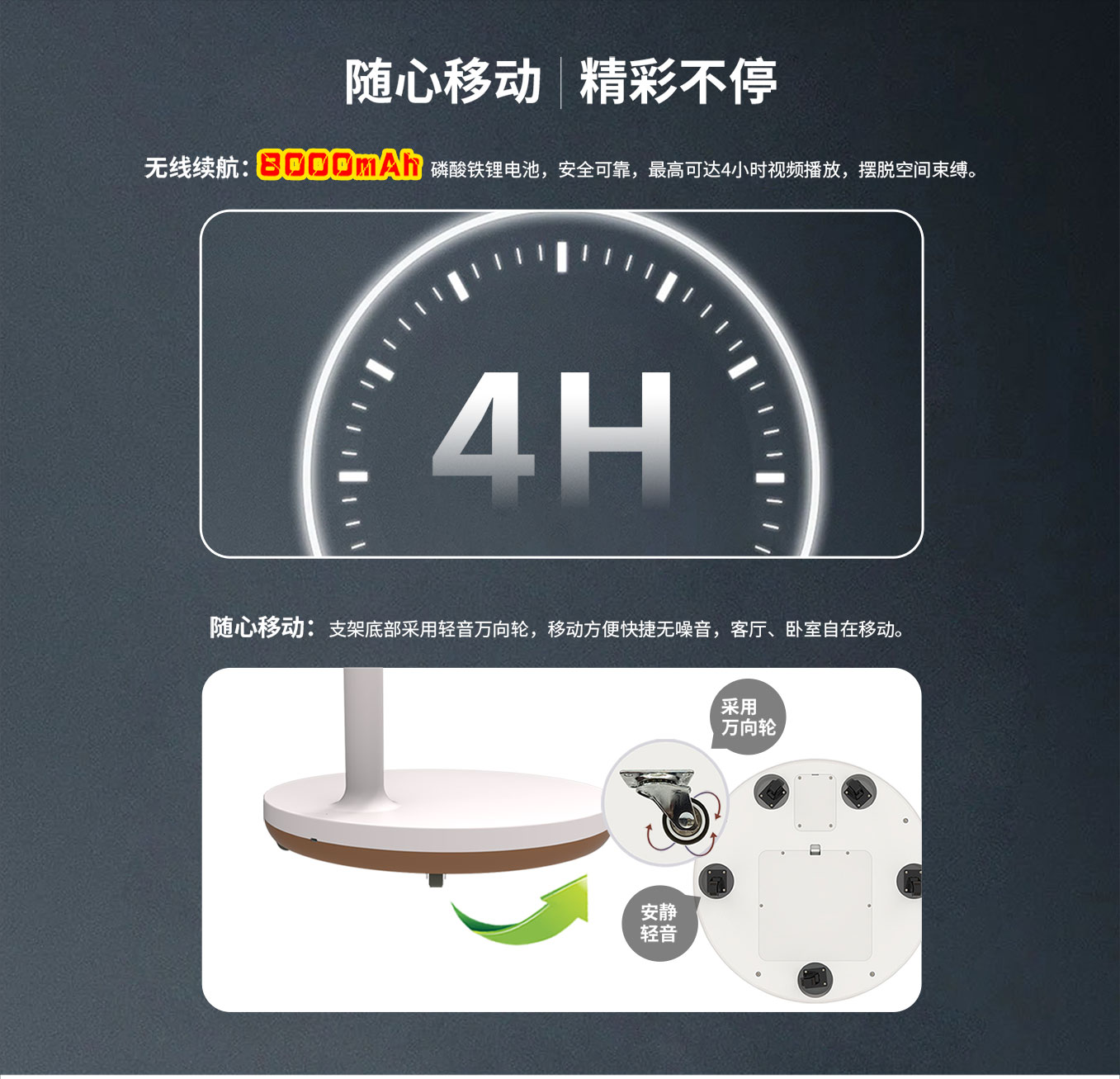 明升MS88科技25寸智由屏闺蜜机内置大容量电池，全屋移动